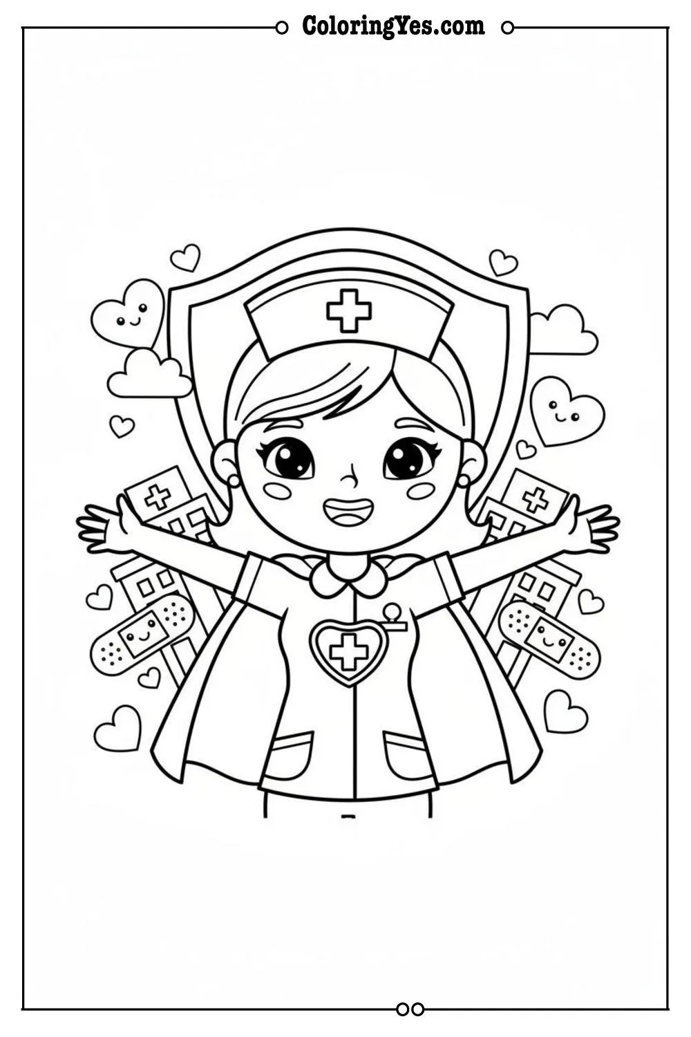 nurses coloring pages-nurse hero coloring-Coloringyes.com