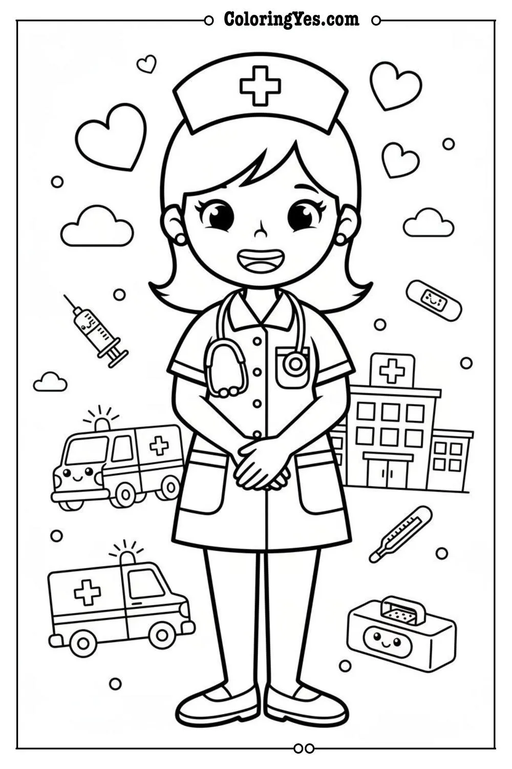 nurses coloring pages-nurse hospital coloring-Coloringyes.com