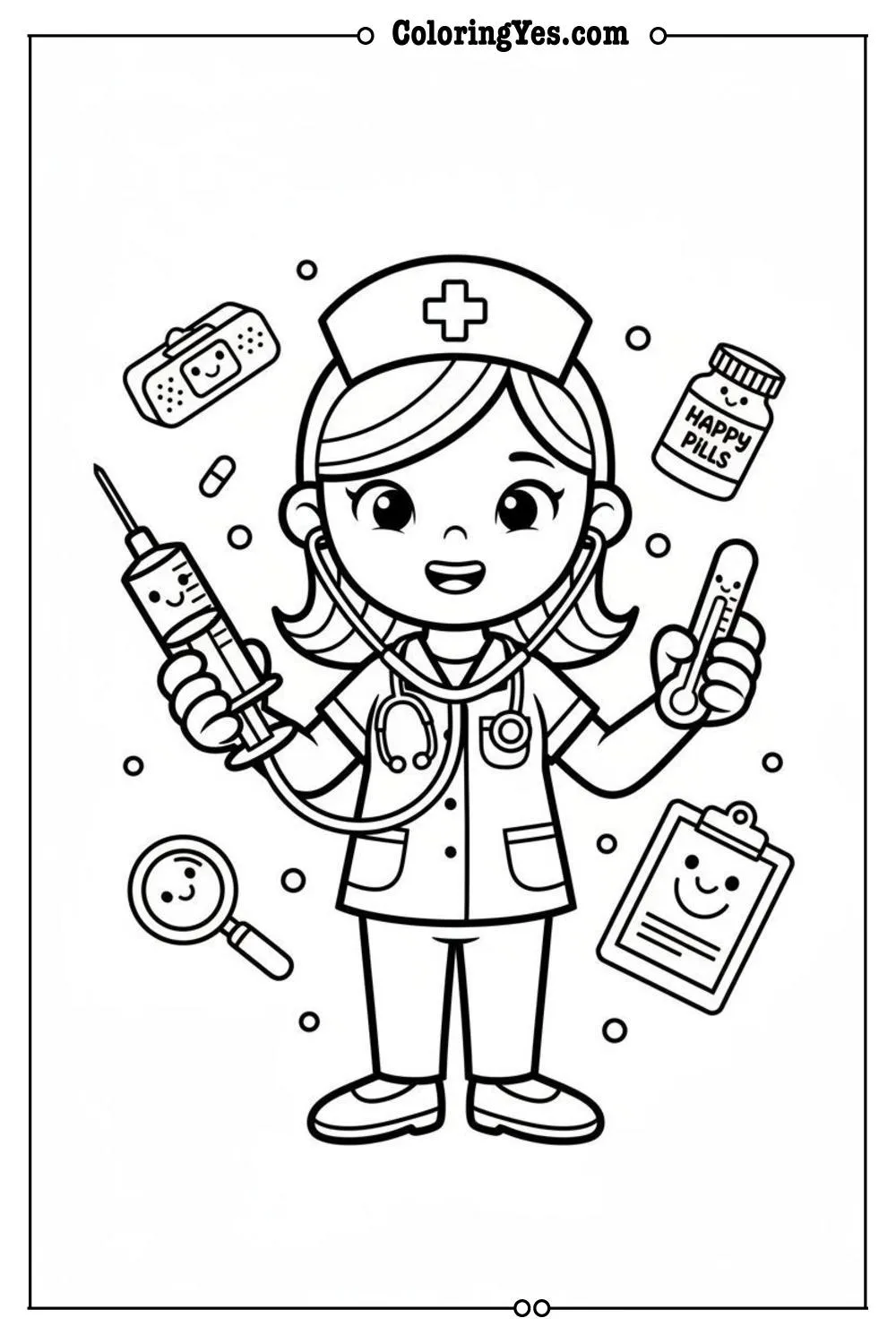 nurses coloring pages-nurse medical tools coloring-Coloringyes.com