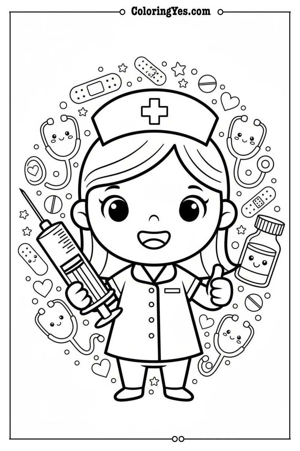 nurses coloring pages-nurse medicine coloring-Coloringyes.com