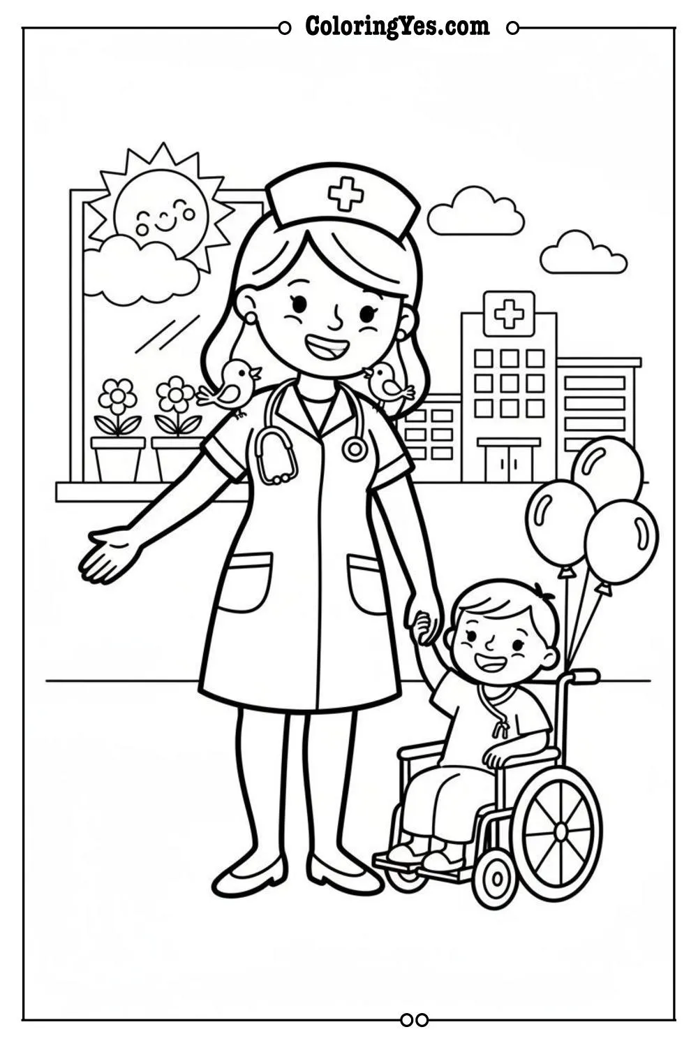 nurses coloring pages-nurse patient coloring-Coloringyes.com