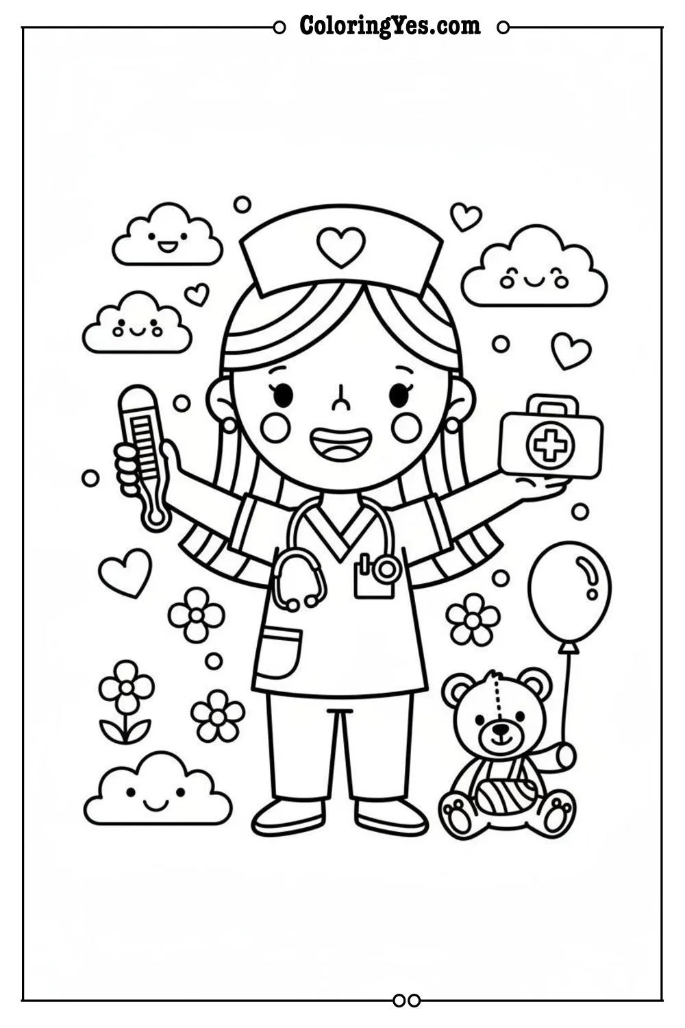 nurses coloring pages-nurse scrubs coloring-Coloringyes.com