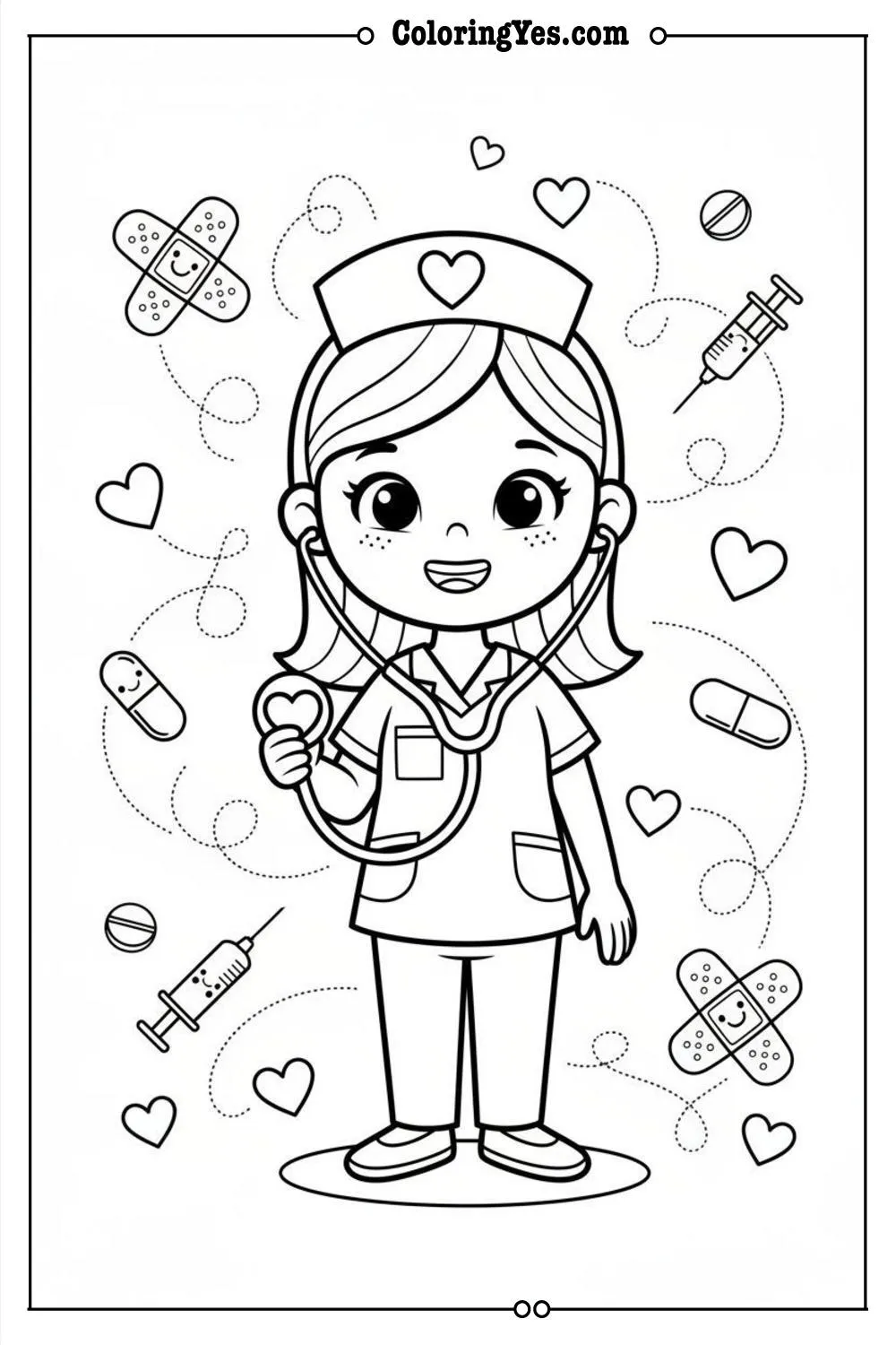 nurses coloring pages-nurse stethoscope coloring-Coloringyes.com