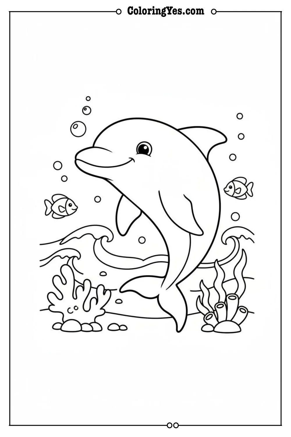 printable ocean animals coloring sheets-printable dolphin coloring-Coloringyes.com