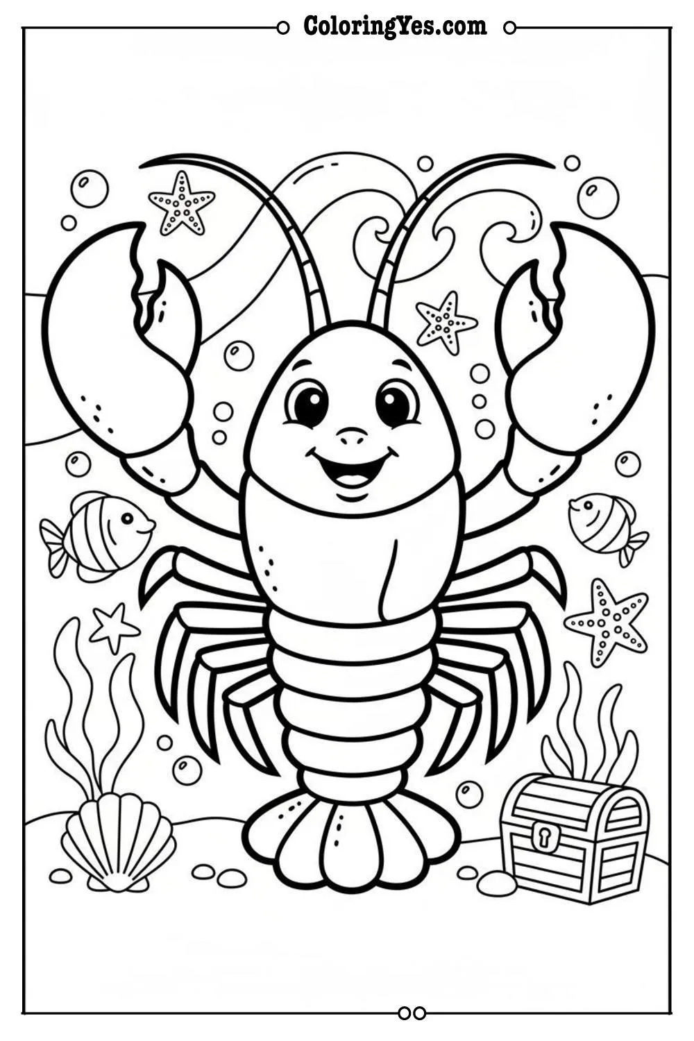 printable ocean animals coloring sheets-printable lobster coloring-Coloringyes.com