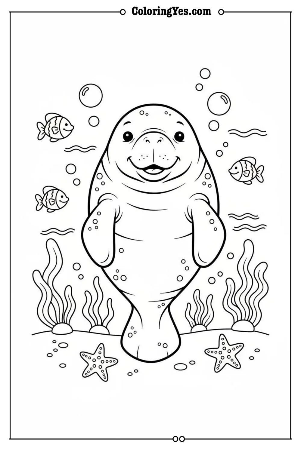 printable ocean animals coloring sheets-printable manatee coloring-Coloringyes.com