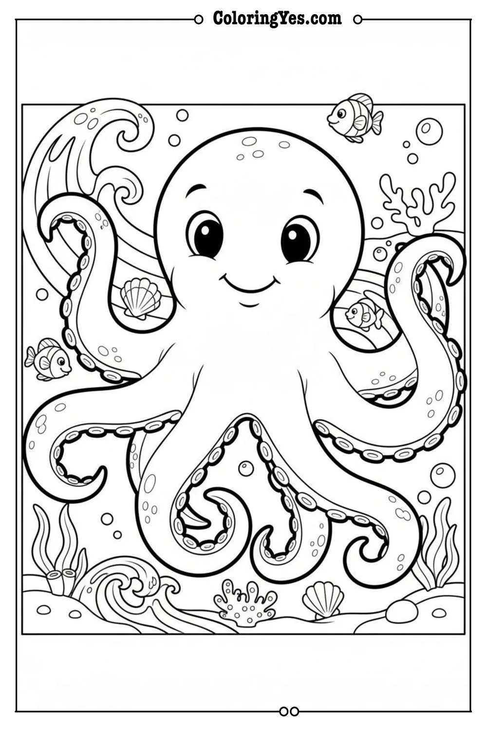 printable ocean animals coloring sheets-printable octopus coloring-Coloringyes.com