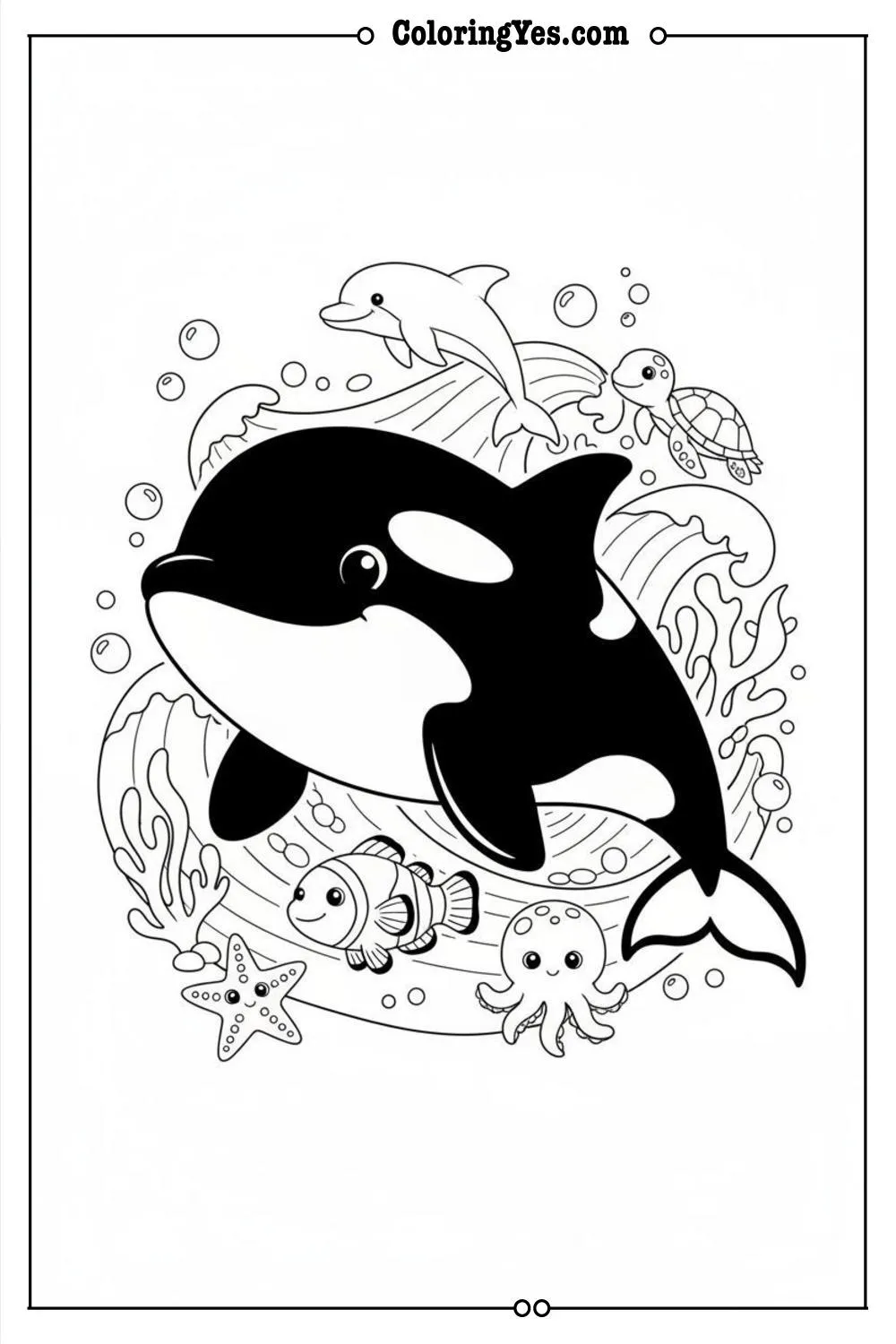 printable ocean animals coloring sheets-printable orca coloring-Coloringyes.com