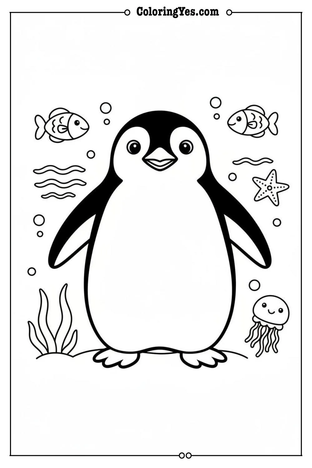printable ocean animals coloring sheets-printable penguin coloring-Coloringyes.com