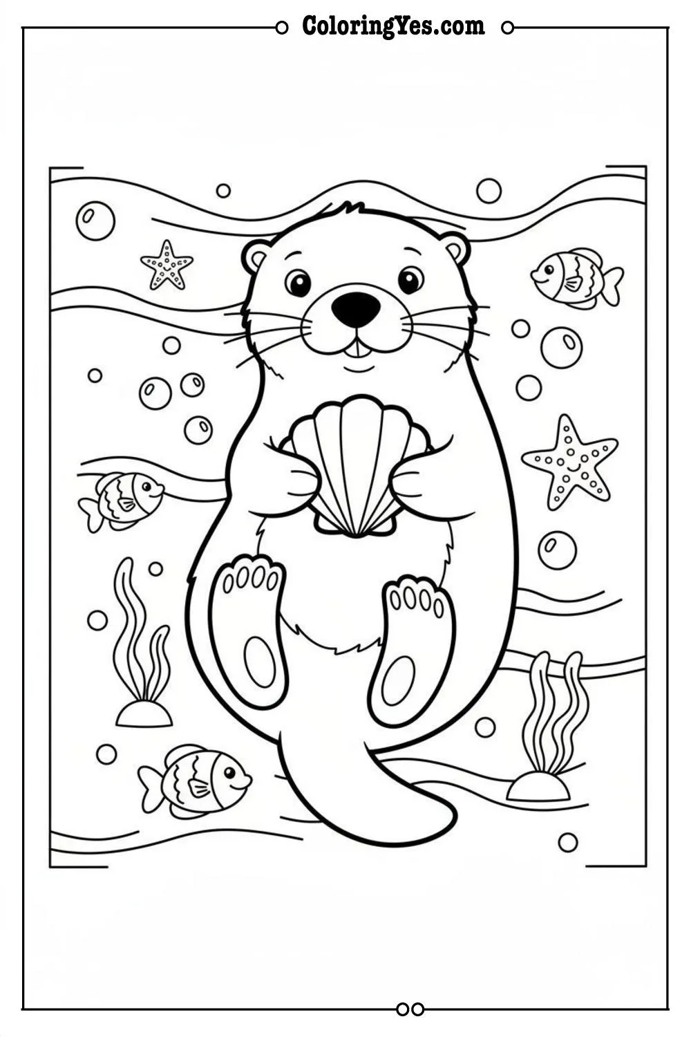 printable ocean animals coloring sheets-printable sea otter coloring-Coloringyes.com