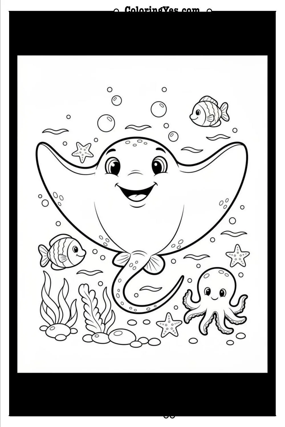 printable ocean animals coloring sheets-printable stingray coloring-Coloringyes.com