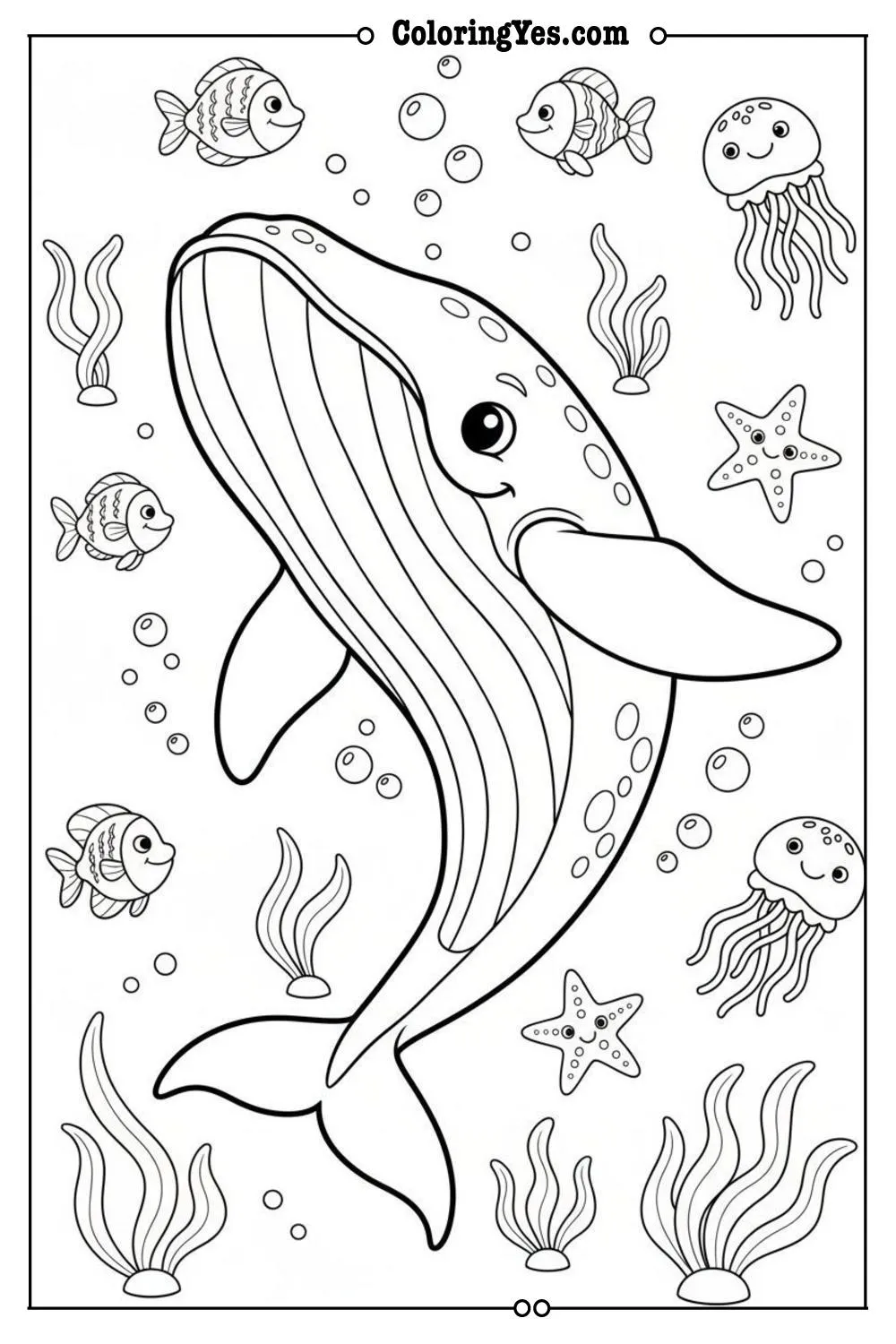 printable ocean animals coloring sheets-printable whale coloring-Coloringyes.com