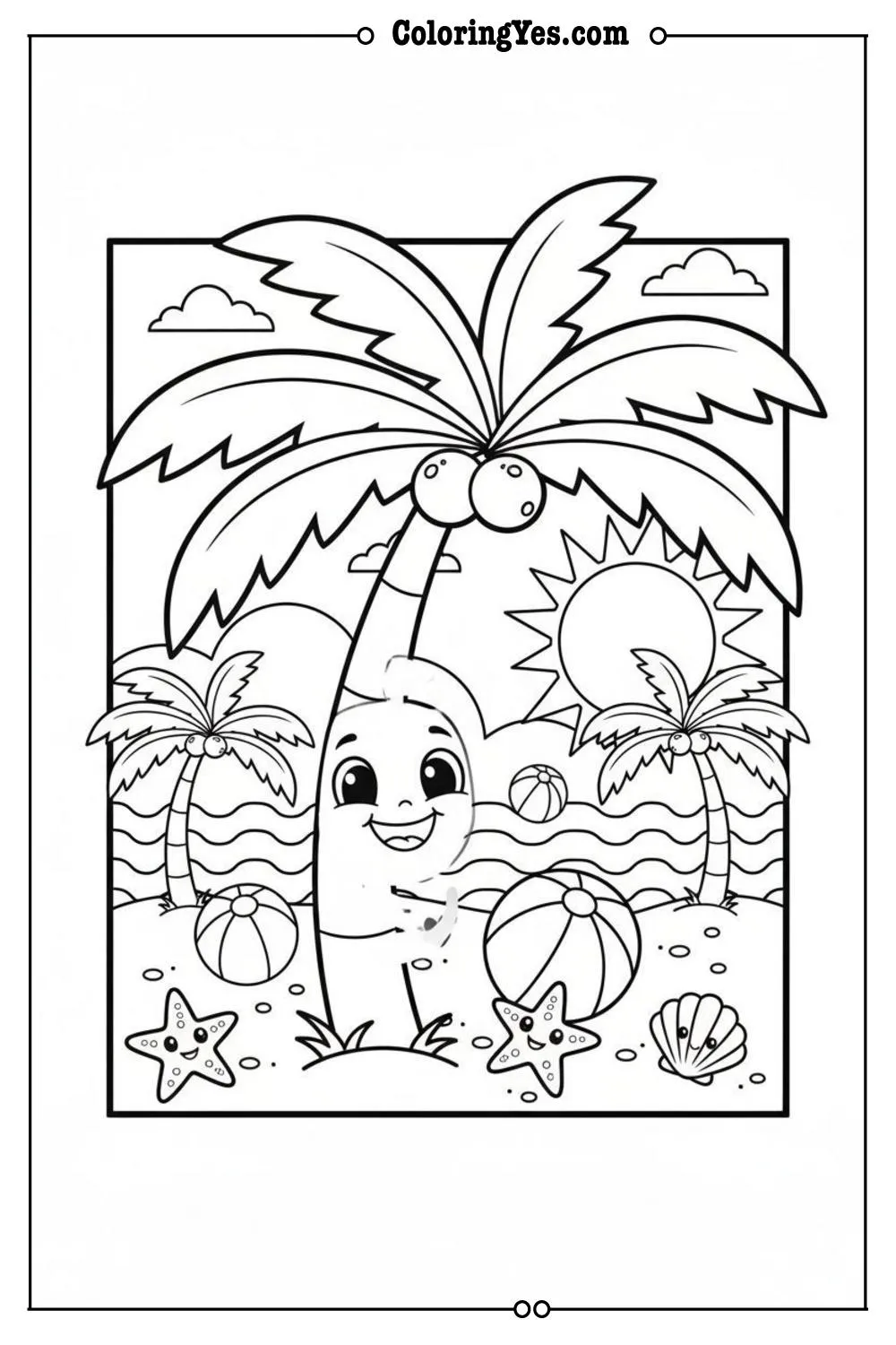 summer coloring pages-palm trees-Coloringyes.com