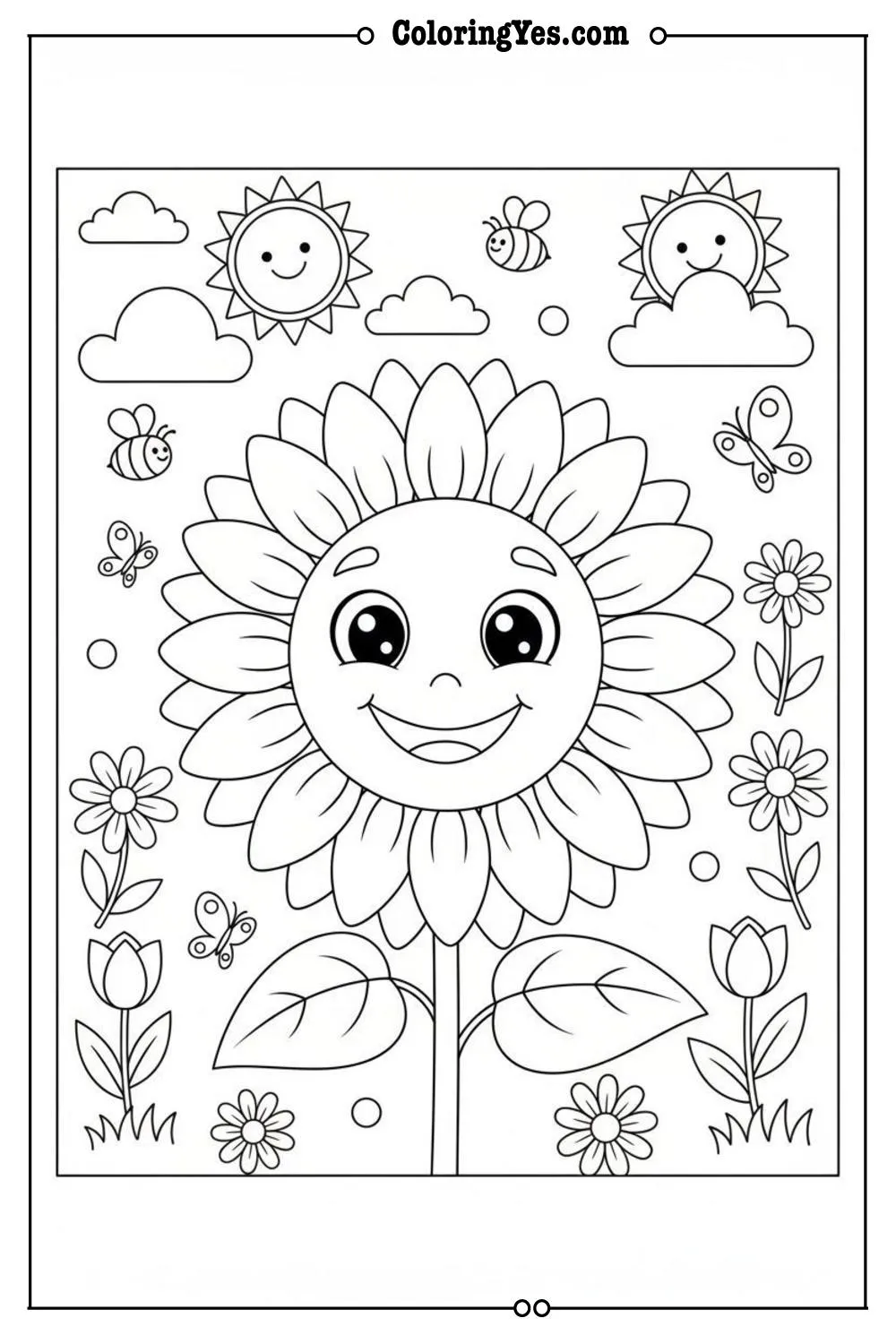 summer coloring pages-summer flowers-Coloringyes.com