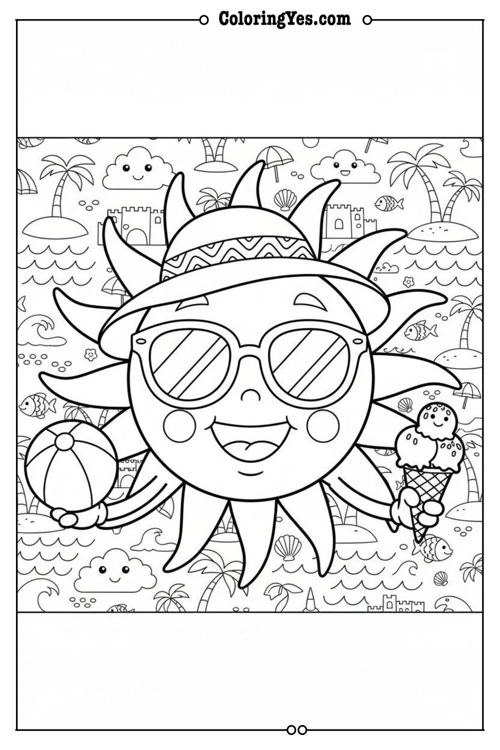 summer coloring pages-sunshine-Coloringyes.com