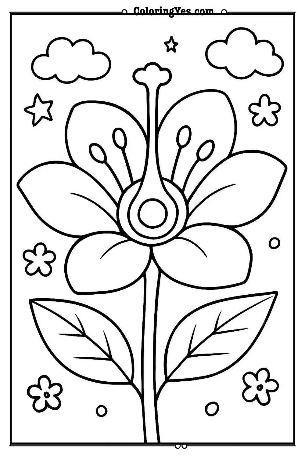 Anatomy of a flower scientific coloring pages-classification-Coloringyes.com