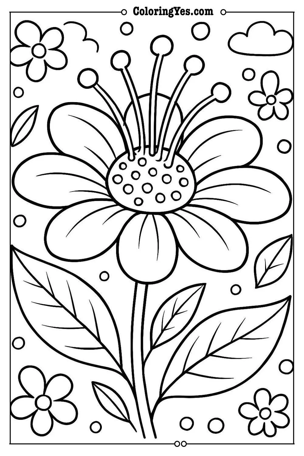 Anatomy of a flower scientific coloring pages-leaves-Coloringyes.com