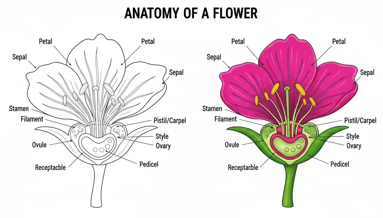 Anatomy of a flower scientific coloring pages-Coloringyes.com