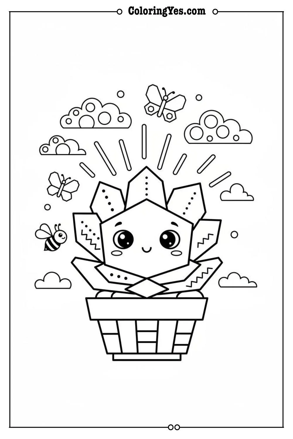 Geometric succulent garden coloring pages-contemporary-Coloringyes.com