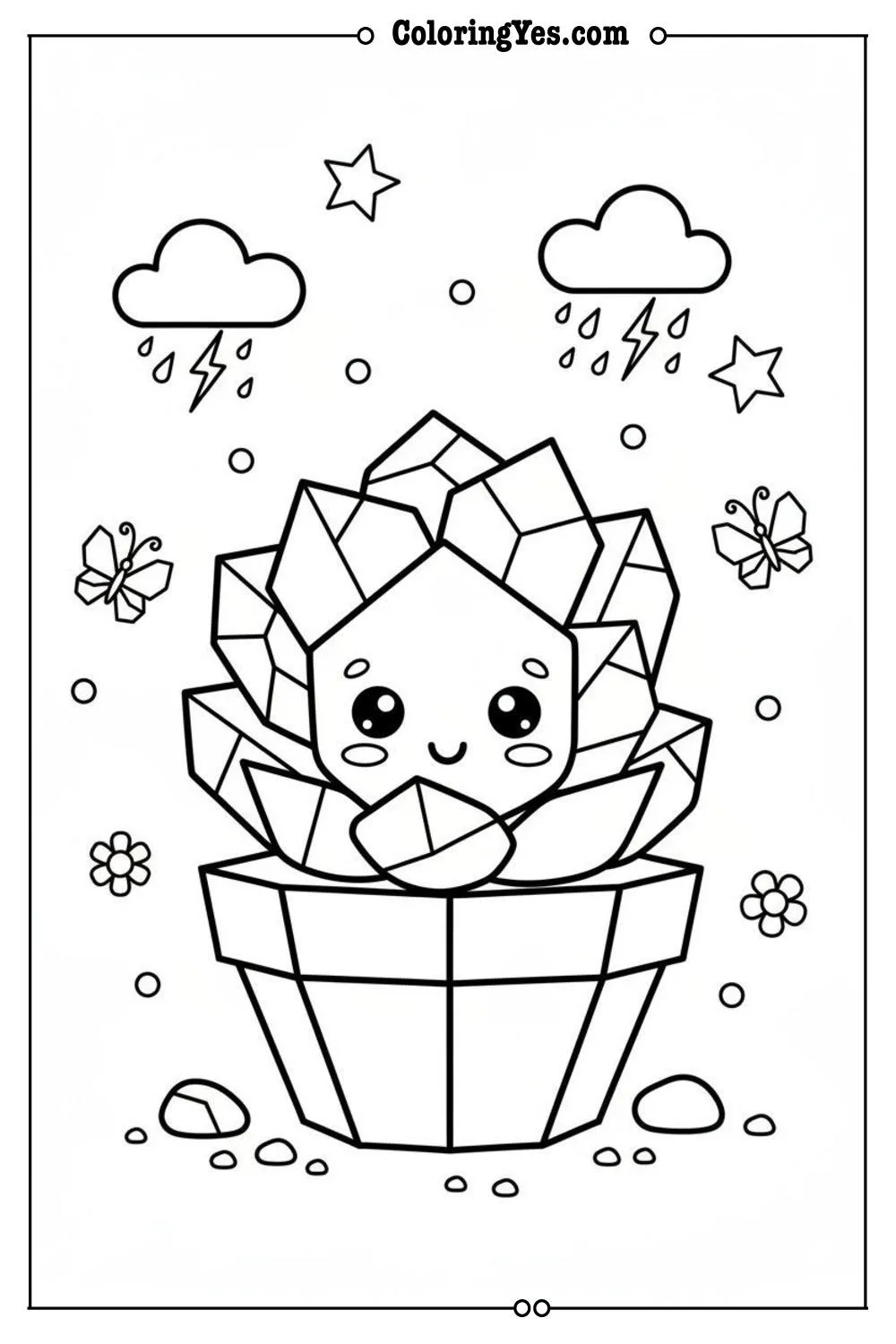 Geometric succulent garden coloring pages-geometric-Coloringyes.com