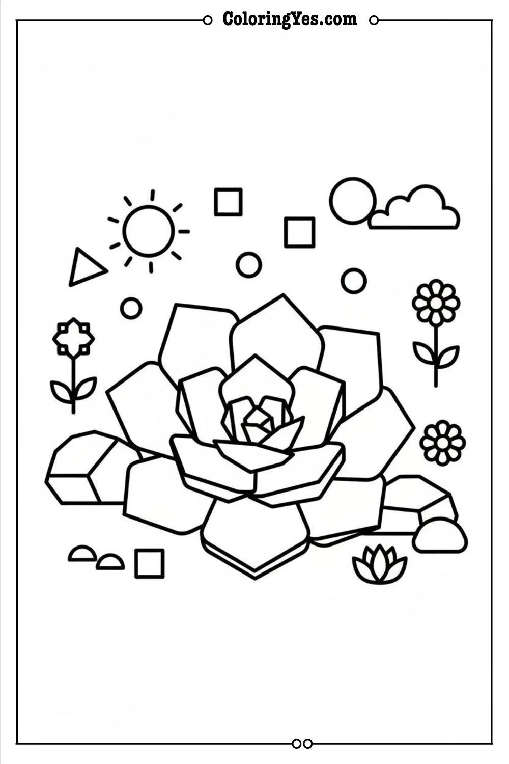 Geometric succulent garden coloring pages-minimalist-Coloringyes.com
