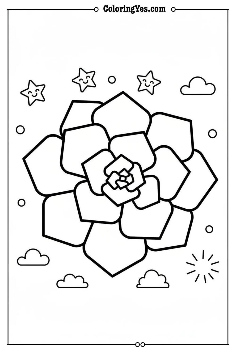 Geometric succulent garden coloring pages-modern-Coloringyes.com