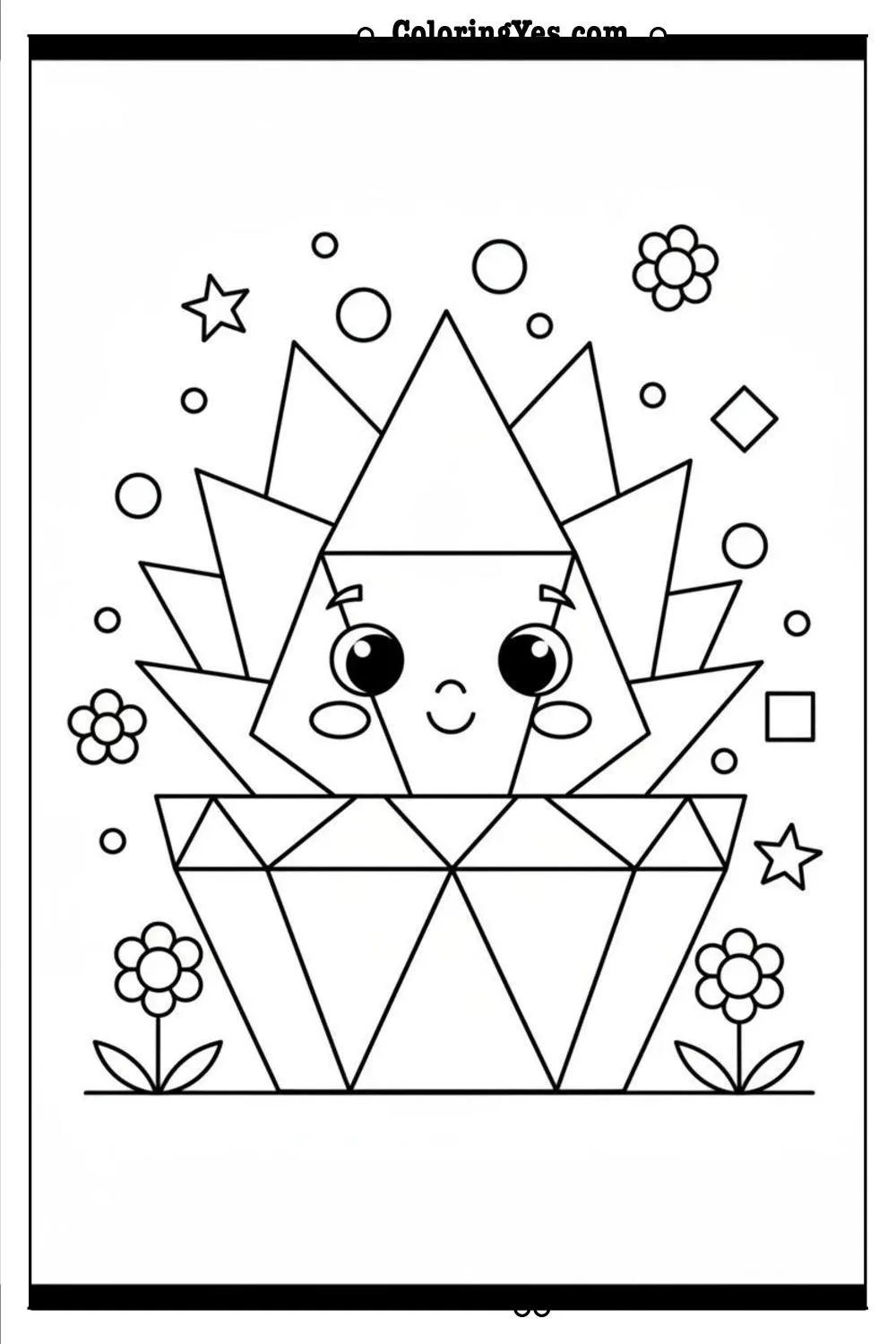 Geometric succulent garden coloring pages-triangle-Coloringyes.com