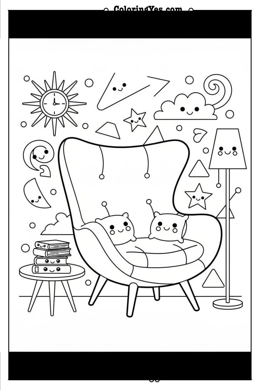 Mid-century modern furniture coloring pages--Coloringyes.com