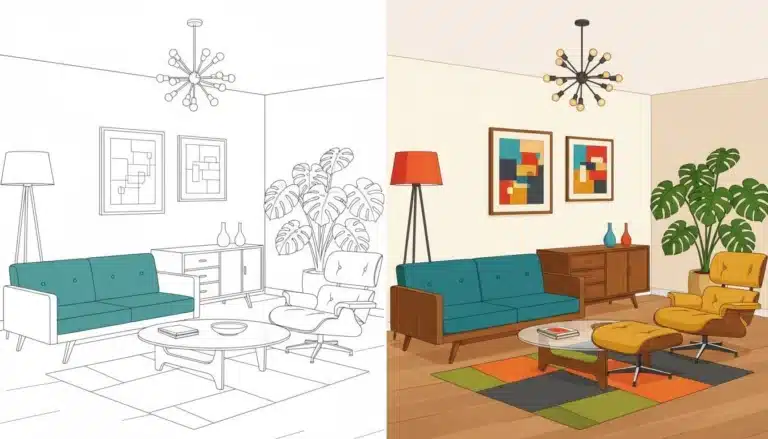 Mid-century modern furniture coloring pages-Coloringyes.com