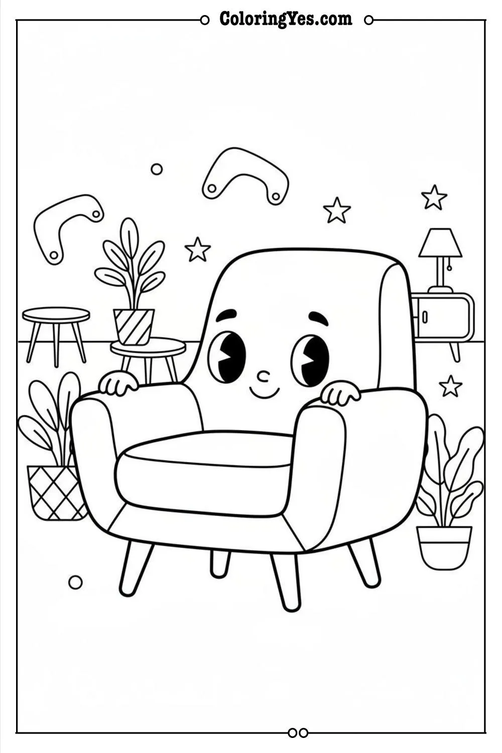 Mid-century modern furniture coloring pages-Danish-Coloringyes.com