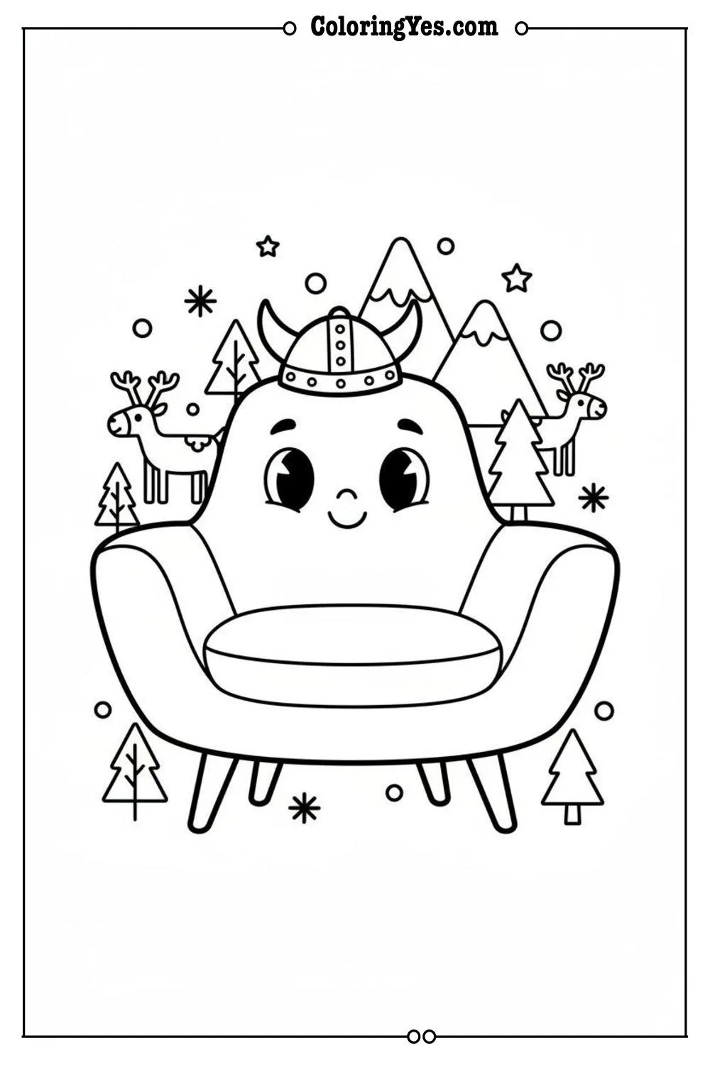 Mid-century modern furniture coloring pages-Scandinavian-Coloringyes.com