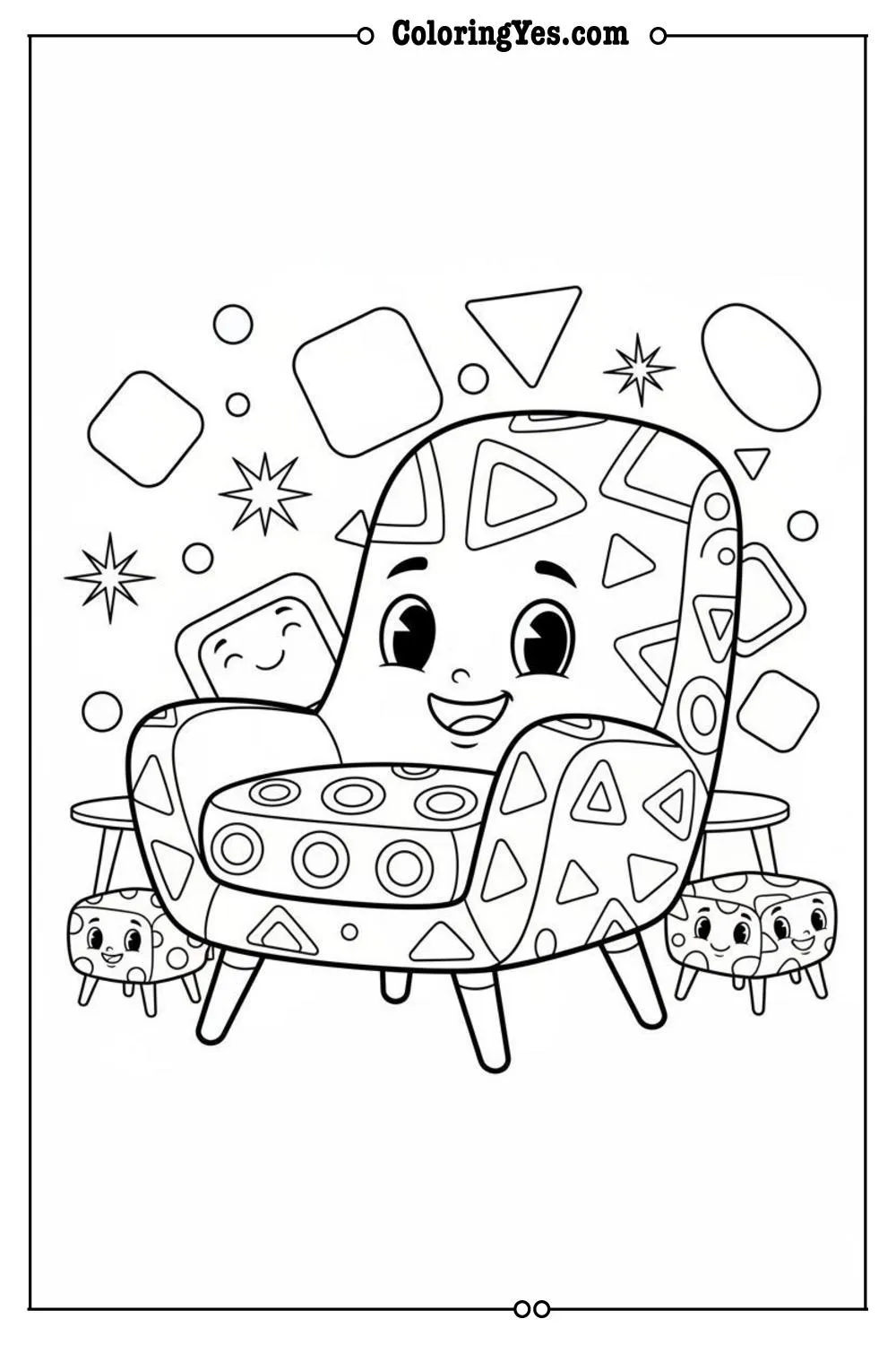Mid-century modern furniture coloring pages-abstract-Coloringyes.com