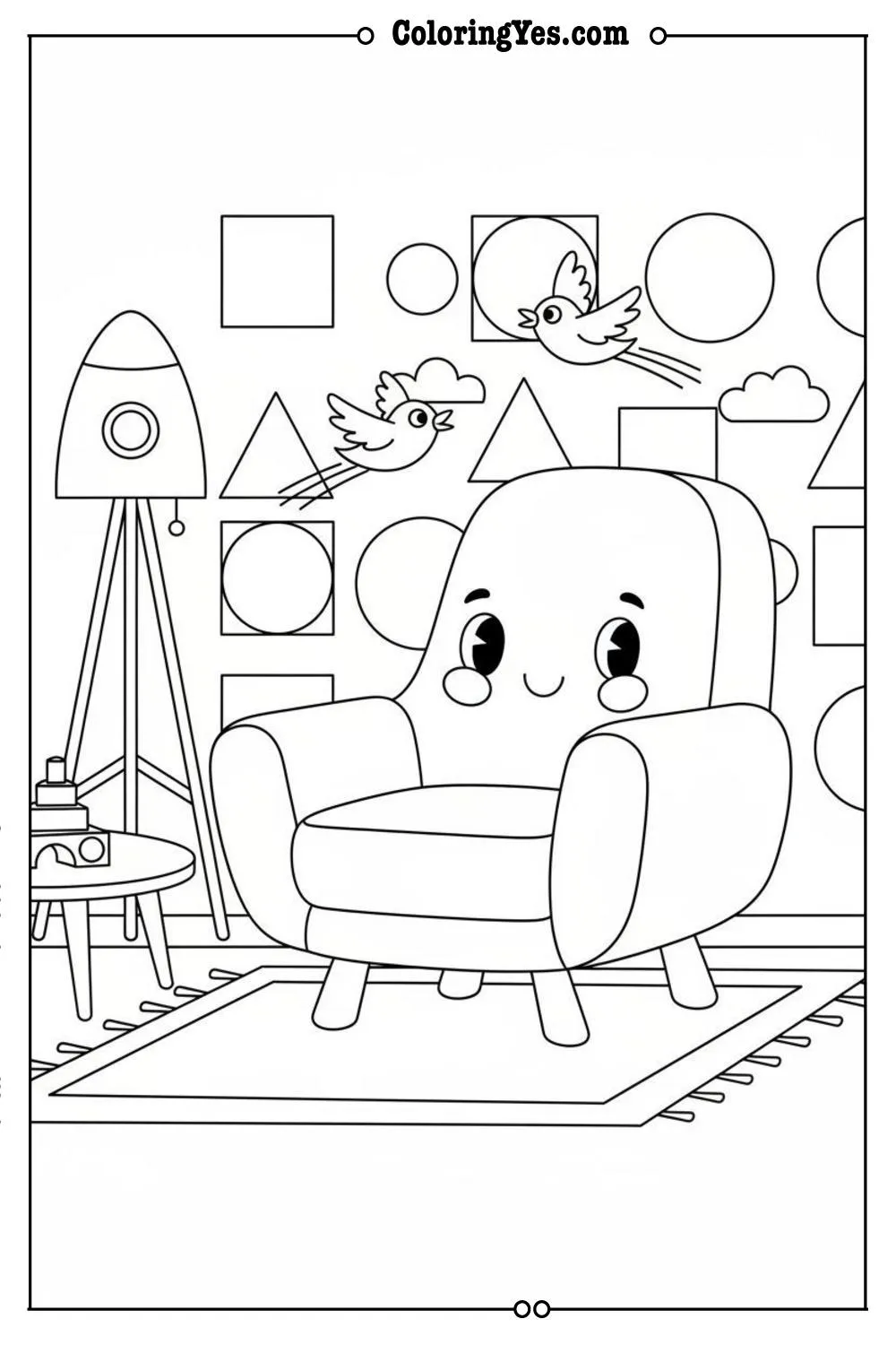 Mid-century modern furniture coloring pages-interior-Coloringyes.com