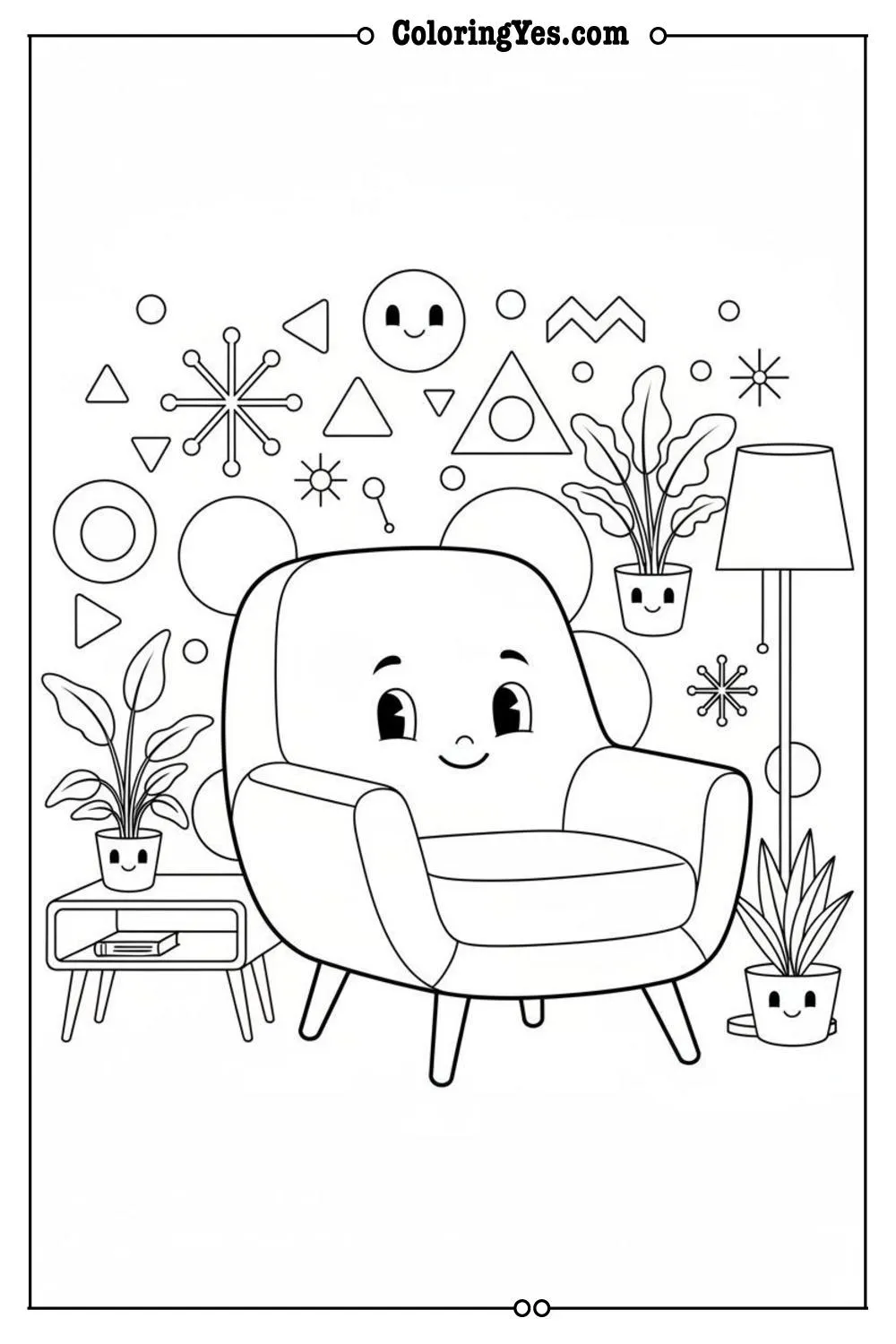 Mid-century modern furniture coloring pages-modernist-Coloringyes.com
