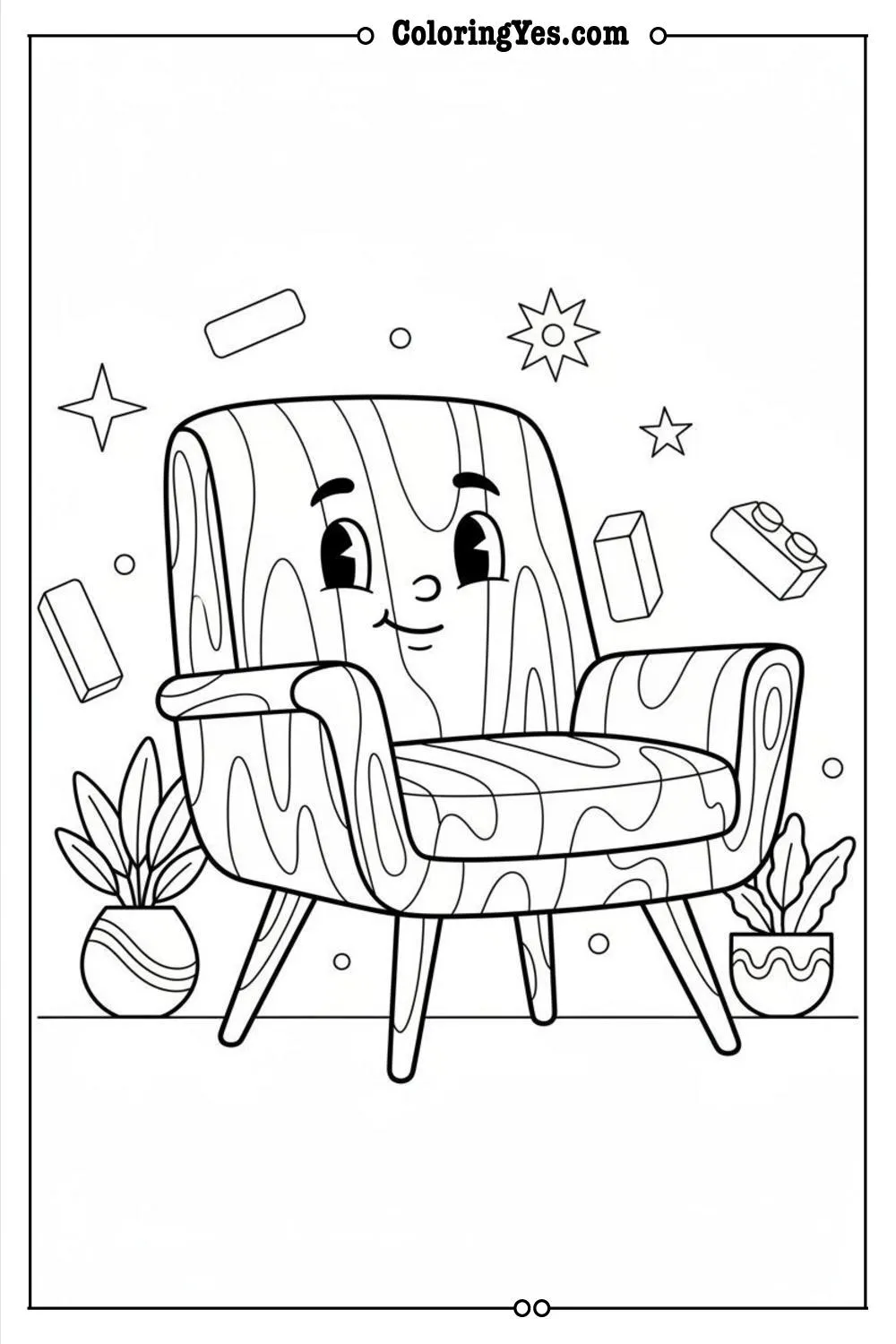 Mid-century modern furniture coloring pages-woodgrain-Coloringyes.com