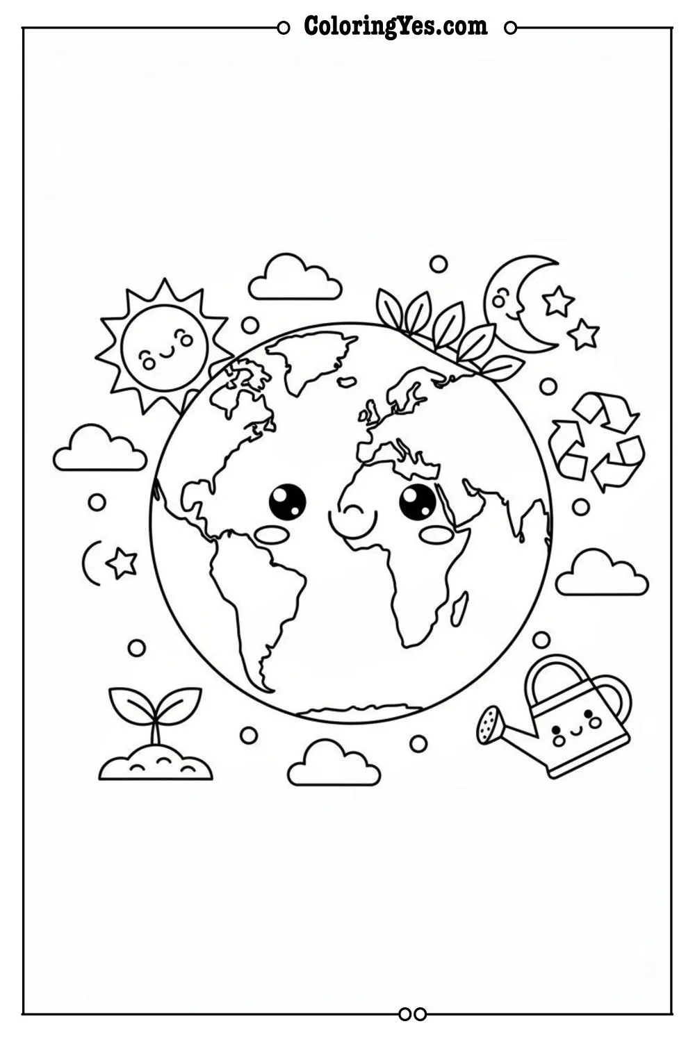 april earth day planet coloring page
