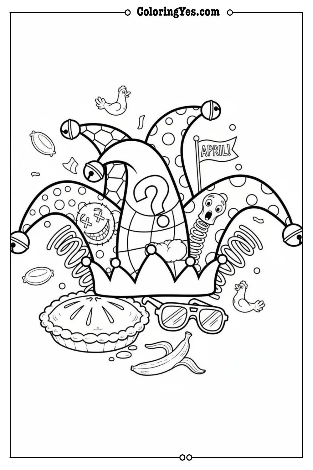 april fool jester hat coloring page