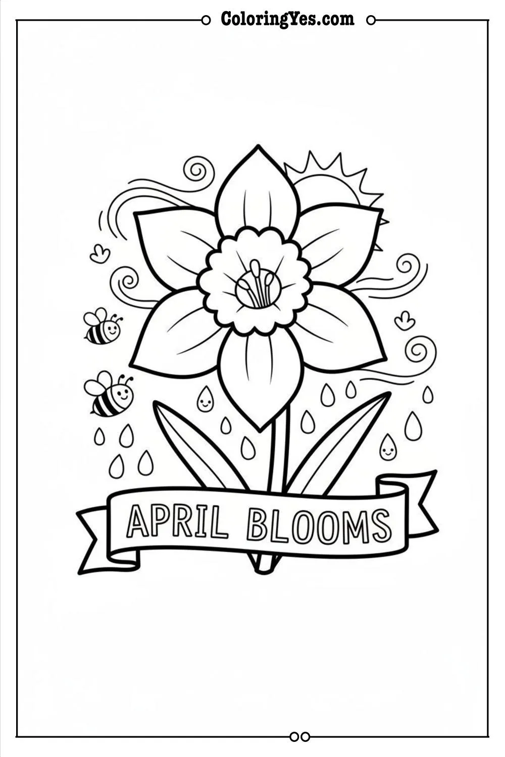 daffodils flowers april coloring page