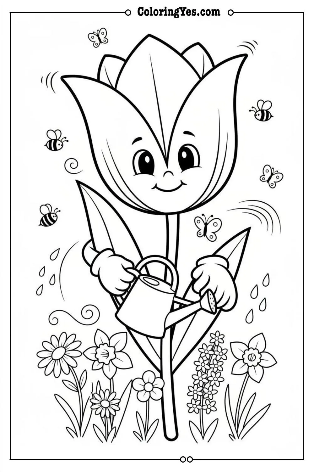spring flowers blooming april coloring page