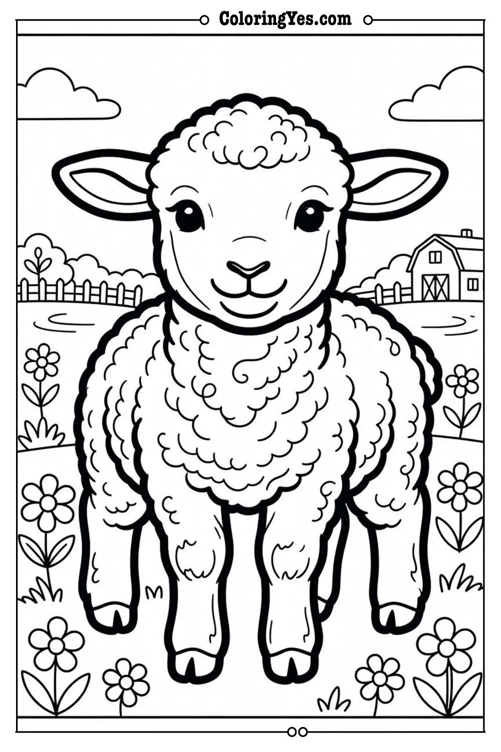 spring lamb april farm coloring page