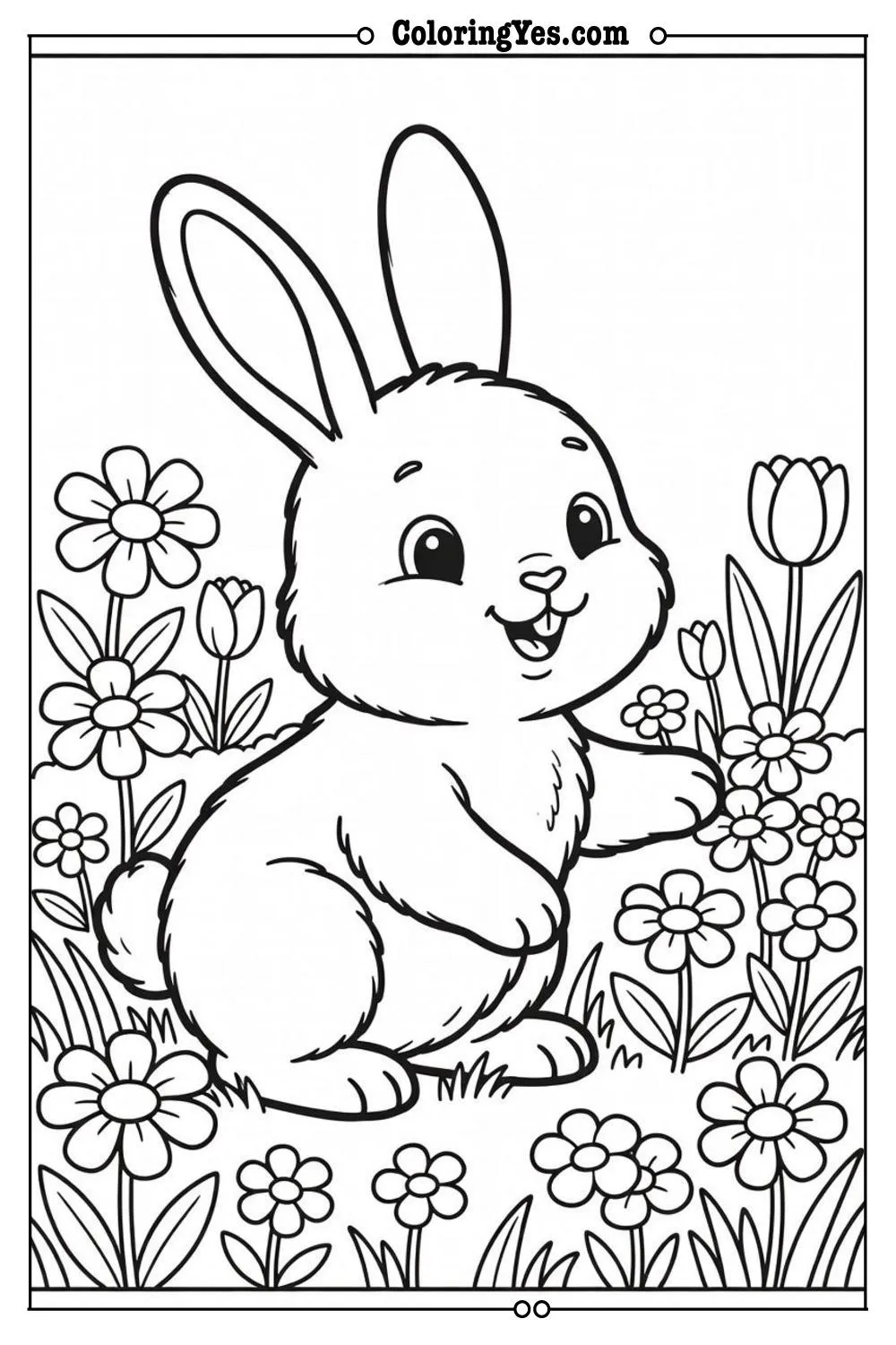 bunny playing flowers meadow