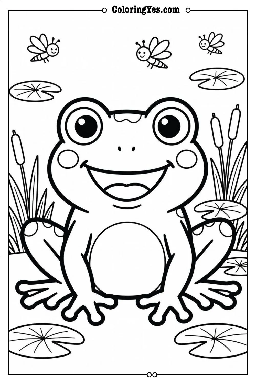 cartoon frog coloring page easy for kids