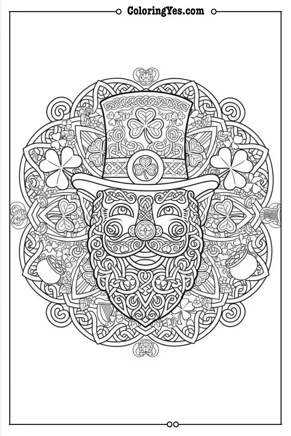 detailed celtic knot mandala st patricks day printable