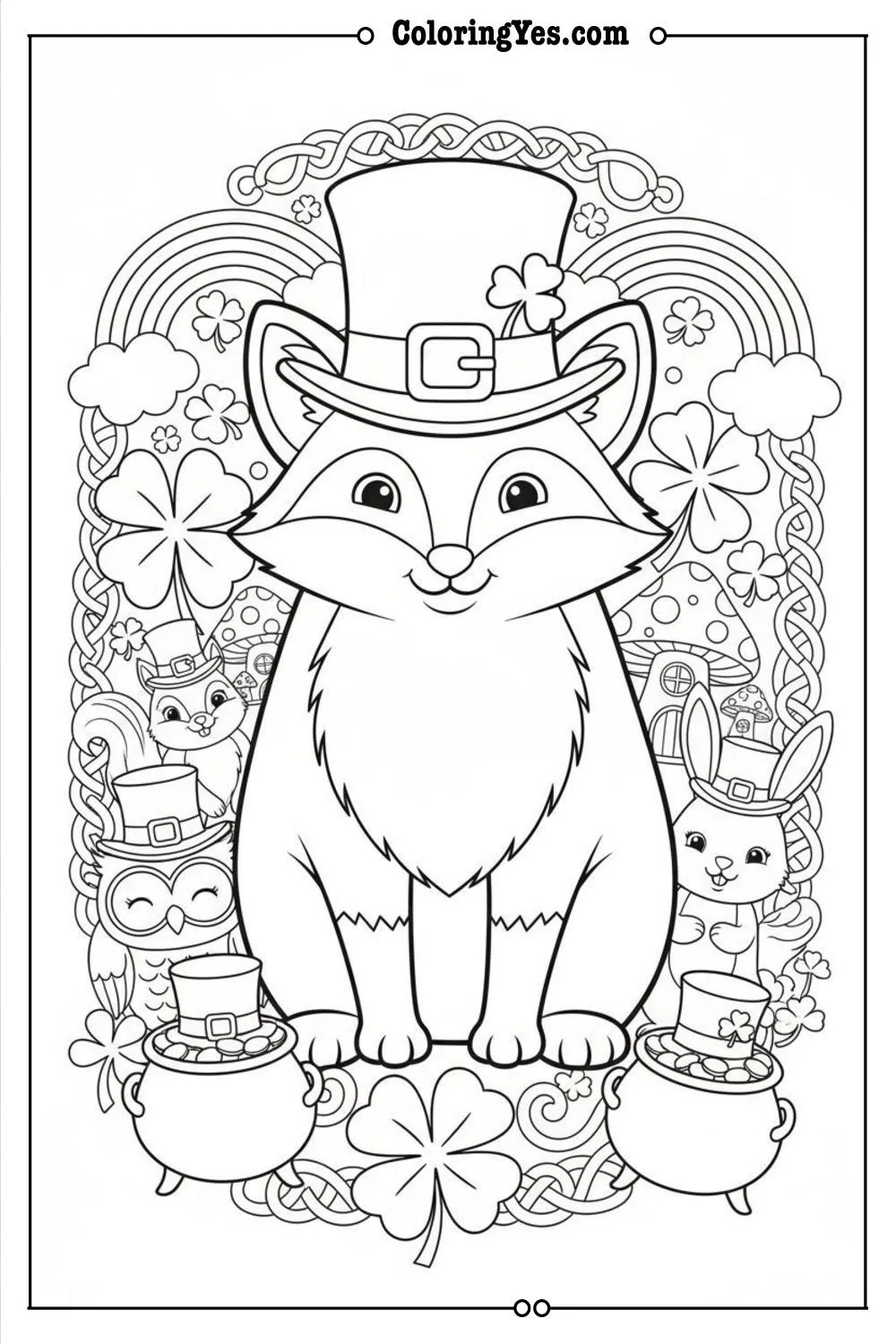 st patricks day woodland animals wearing green hats