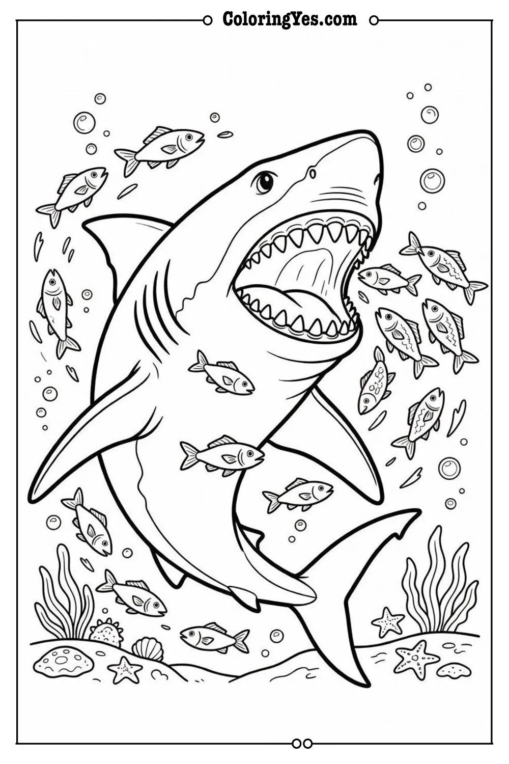 shark eating fish school