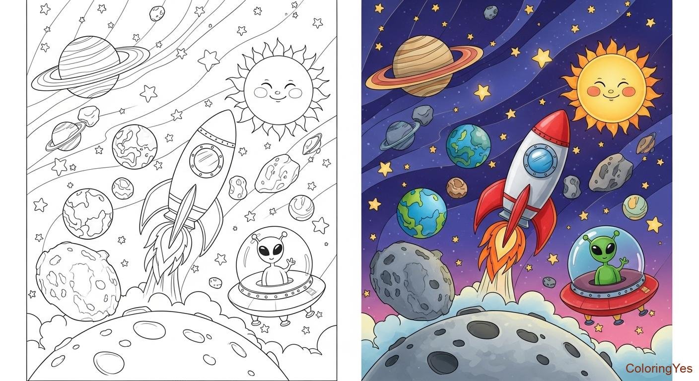 Space Coloring Pages