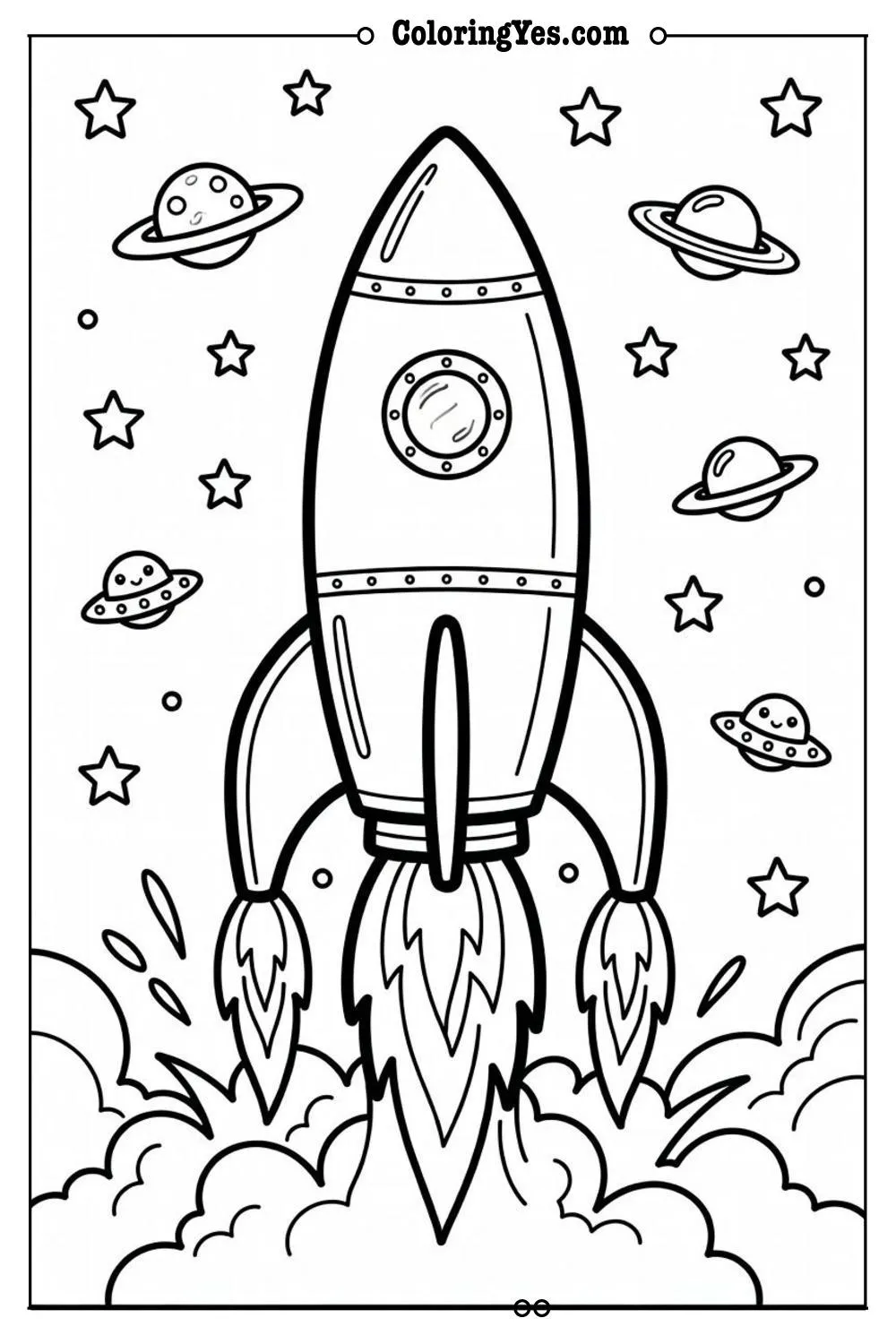 rocket ship launching flames