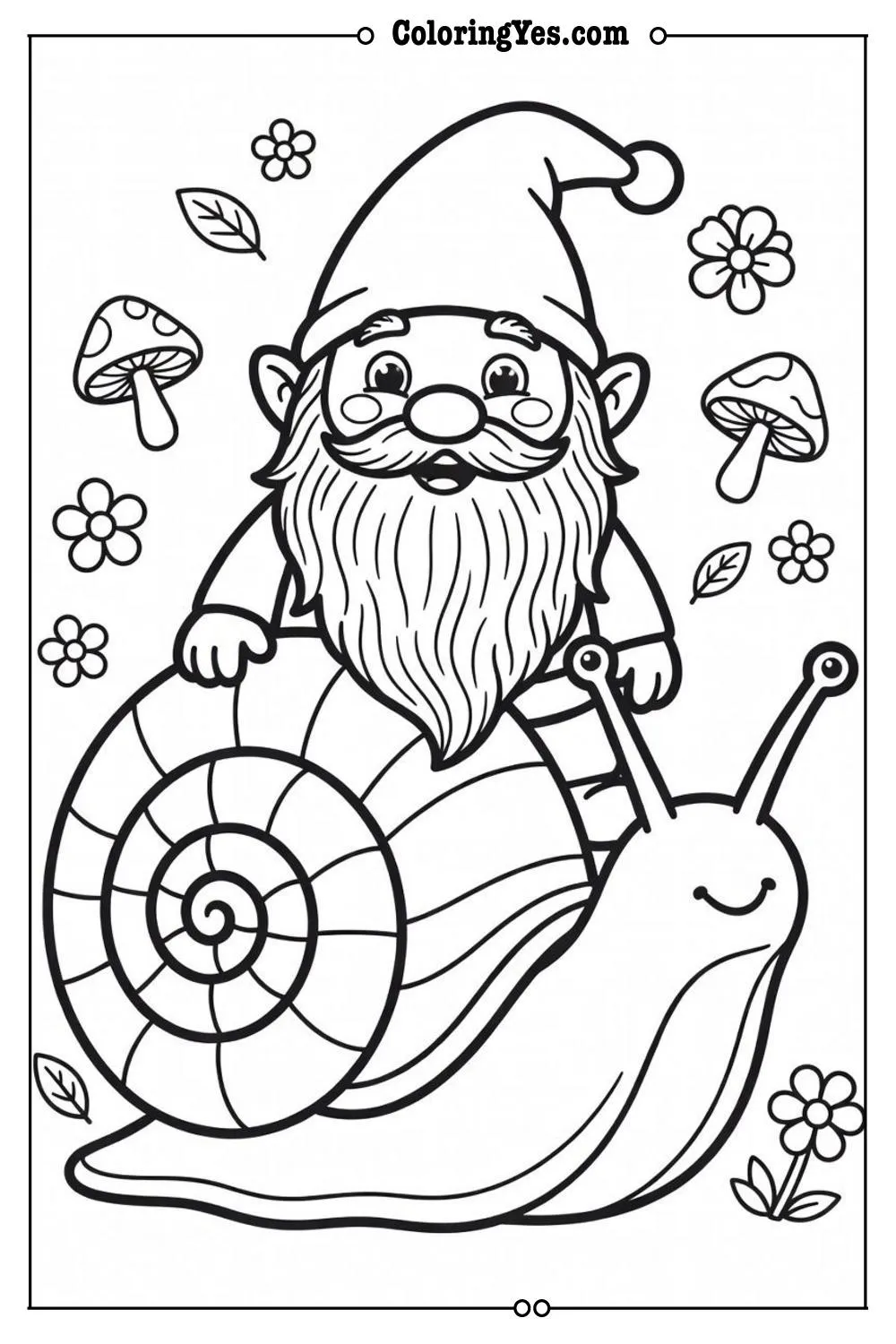 gnome riding snail shell