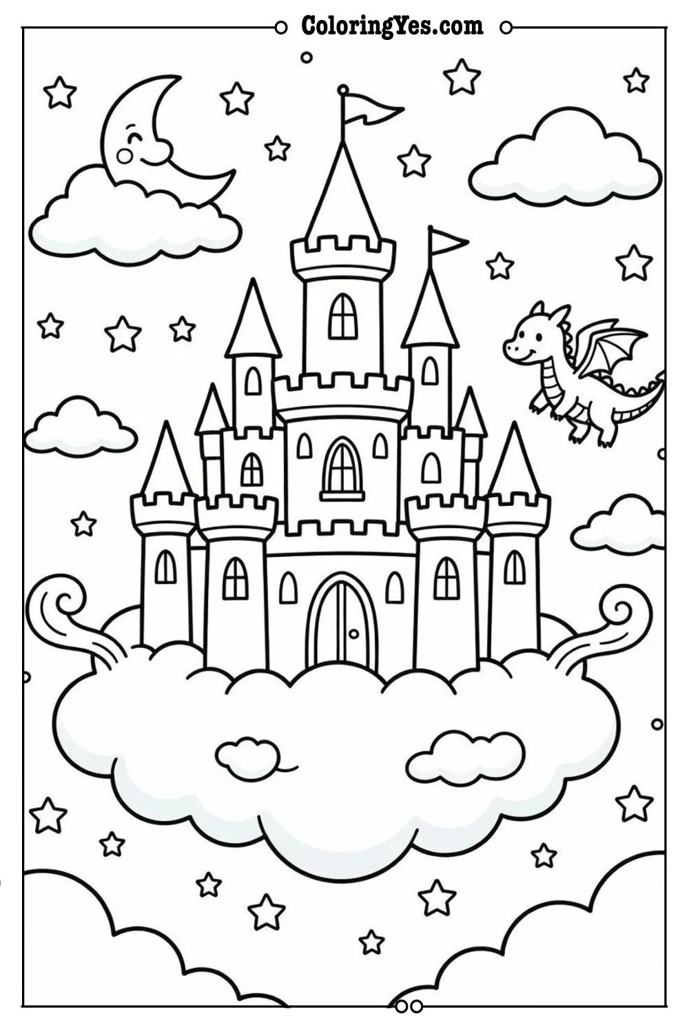 magical floating castle clouds