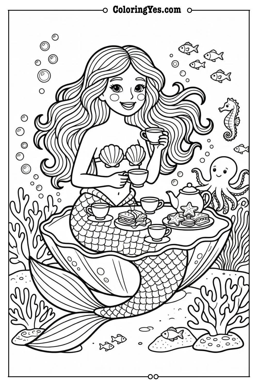 mermaid tea party underwater